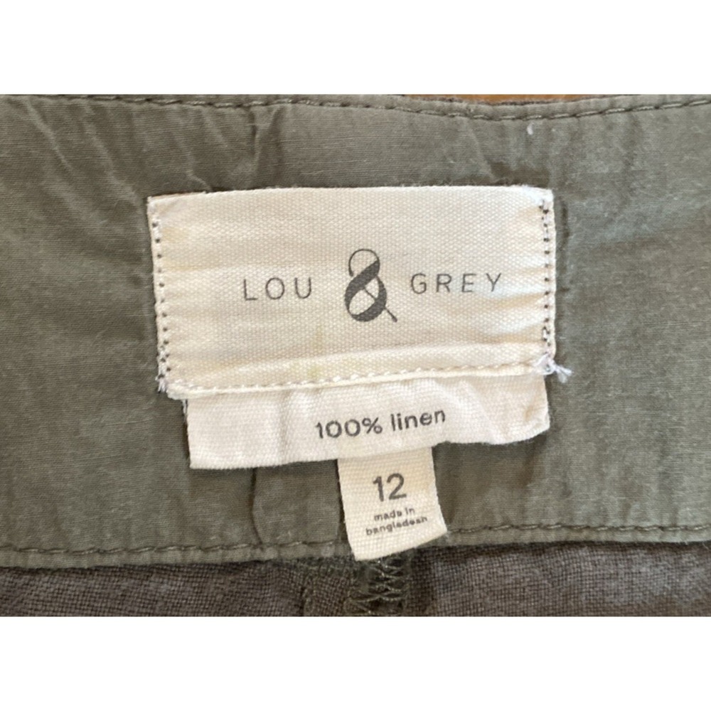 Lou & Grey 100% Linen Womens Pants Green Comfort Wide Leg Resort Beach 12- M/L - Picture 3 of 11